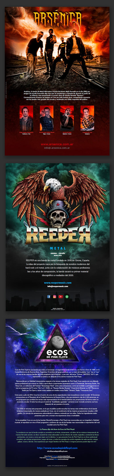 Diseño de gacetillas de prensa para uso en internet (mail, Whatsapp, etc.).