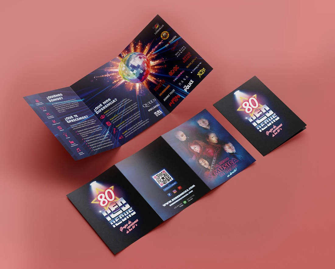 Diseño de tríptico 80 Red Necks - promoción de shows para eventos