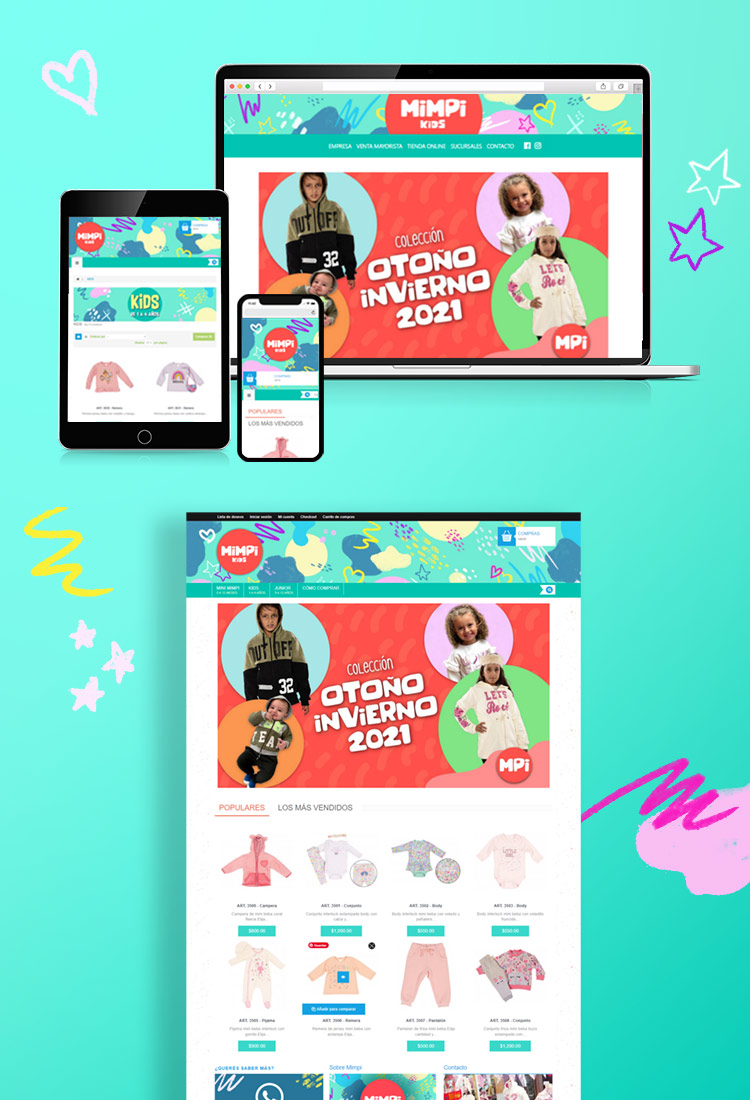 Diseño y programación de pagina web con tienda online para Mimpi.