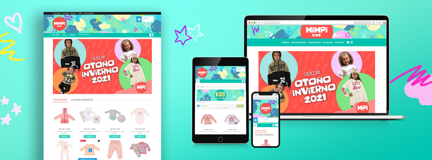 Diseño y programación de pagina web con tienda online para Mimpi.